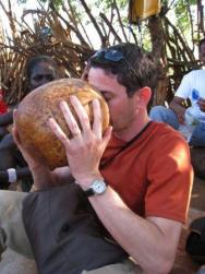 Ken drinking from calabash